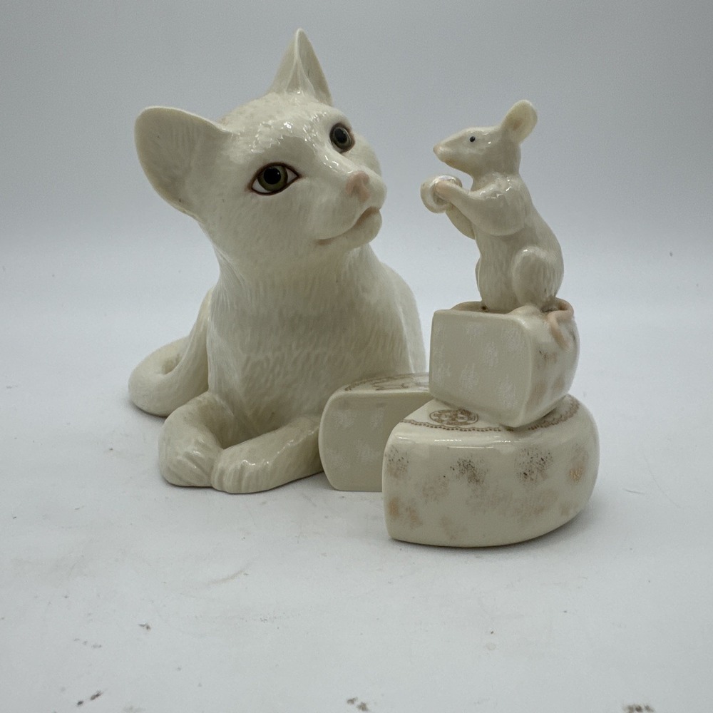 Vintage Lenox  "Making Friends" Cat & Mouse Porcelain Figurine